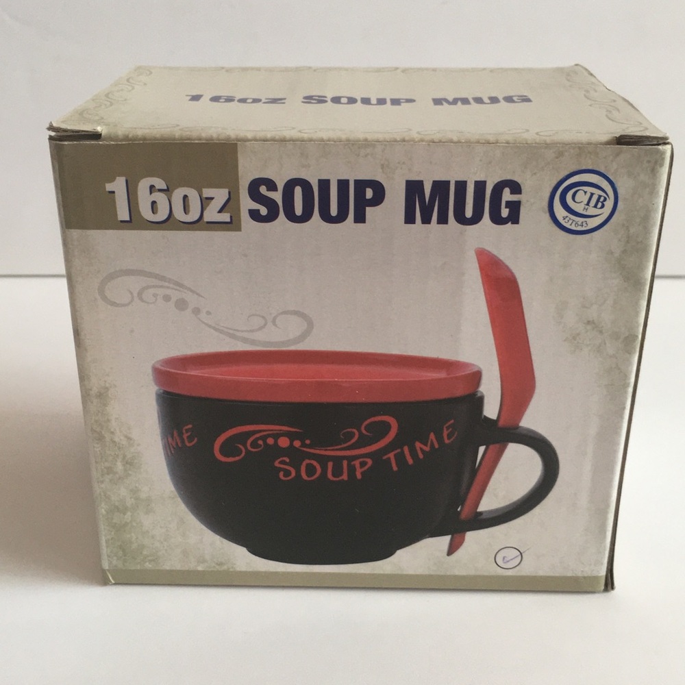 Soup Mug w/Lid and Spoon 16 oz